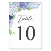 Blue Hydrangea Hochzeitsempfang Tischnummern (Rückseite)