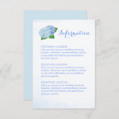 Blue Hydrangea Hochzeitsinformationskarten Begleitkarte (Vorne/Hinten)