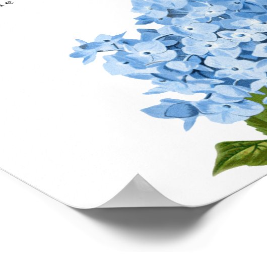 Blue Hydrangea Hochzeitskarte Poster (Ecke)