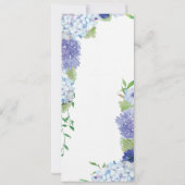 Blue Hydrangea - Hochzeitsmenü oder Brautparty Einladung (Rückseite)