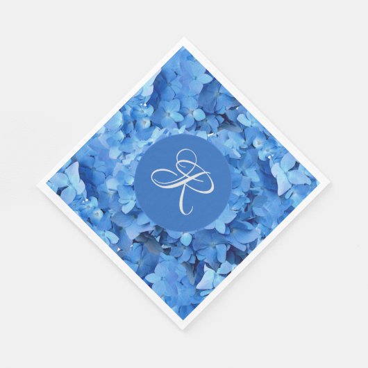 Blue Hydrangea Hochzeitspapier Napkins Serviette (Ecke)