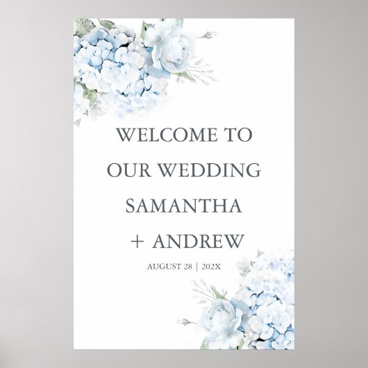 Blue Hydrangea Hochzeitssymbol gedruckt Poster (Vorne)