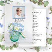 Blue Hydrangea in Jar Funerbital Service Memorial Programm