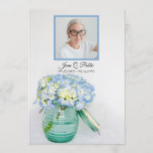 Blue Hydrangea in Jar Funerbital Service Memorial Programm (Vorderseite)