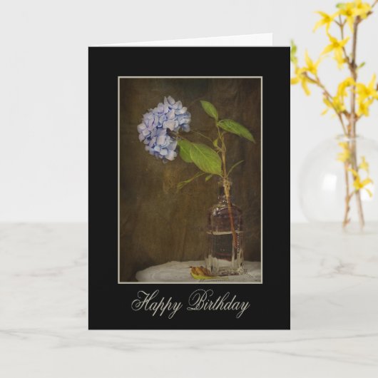 Blue Hydrangea in vintage bottle Karte (Gelbe Blume)