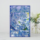Blue Hydrangea Individuelle Name Briefpapier (Stehend Vorderseite)