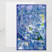 Blue Hydrangea Individuelle Name Briefpapier (Vorne/Hinten)