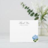 Blue Hydrangea Individuelle Name Vielen Dank Flach RSVP Karte (Stehend Vorderseite)