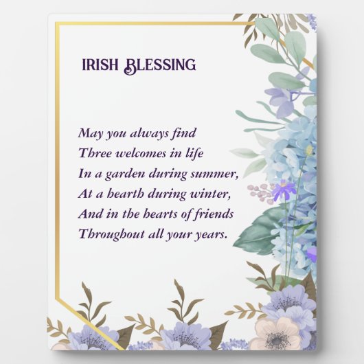 Blue Hydrangea Irish Blessing Gebet St Patrick's Fotoplatte (Vorderseite)