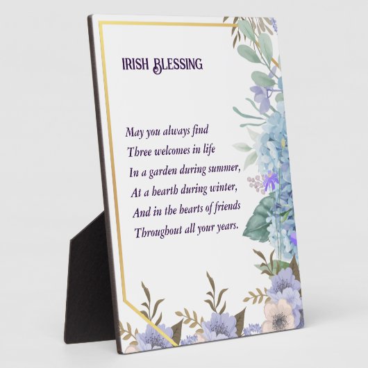 Blue Hydrangea Irish Blessing Gebet St Patrick's Fotoplatte (Seite)