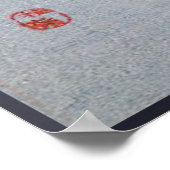 Blue Hydrangea Japanischer Holzschnitt mit Bird Poster (Ecke)