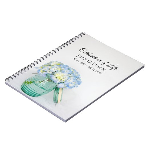 Blue Hydrangea Jar Celebration of Life Guest Book Notizblock (Linke Seite)