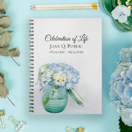 Blue Hydrangea Jar Celebration of Life Guest Book Notizblock
