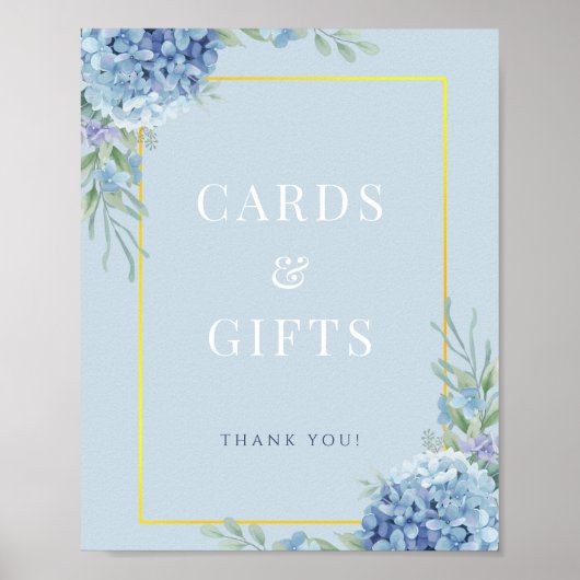 Blue Hydrangea Karten Geschenke Dusche Schildkröte Poster (Vorne)