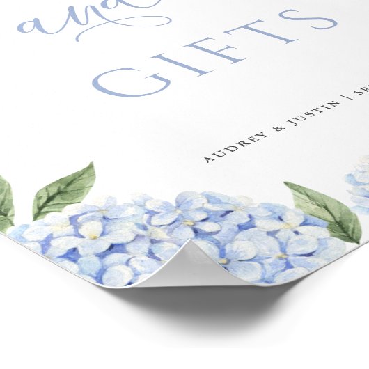 Blue Hydrangea Karten und Geschenke Hochzeit Poster (Ecke)