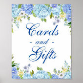 Blue Hydrangea Karten und Geschenke Hochzeitszeich Poster (Vorne)