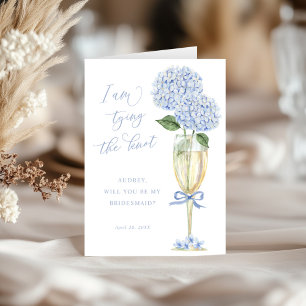 Blue Hydrangea Kopplung der Knot Bridal-Vorschlags Dankeskarte