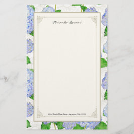 Blue Hydrangea Lace Floral Formal Elegante Hochzei Briefpapier