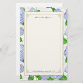 Blue Hydrangea Lace Floral Formal Elegante Hochzei Briefpapier (Vorne/Hinten)