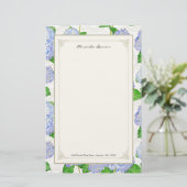 Blue Hydrangea Lace Floral Formal Elegante Hochzei Briefpapier (Stehend Vorderseite)