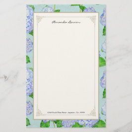 Blue Hydrangea Lace Floral Formal Elegante Hochzei Briefpapier