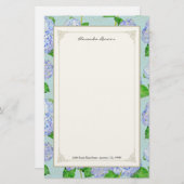 Blue Hydrangea Lace Floral Formal Elegante Hochzei Briefpapier (Vorne/Hinten)
