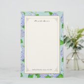 Blue Hydrangea Lace Floral Formal Elegante Hochzei Briefpapier (Stehend Vorderseite)