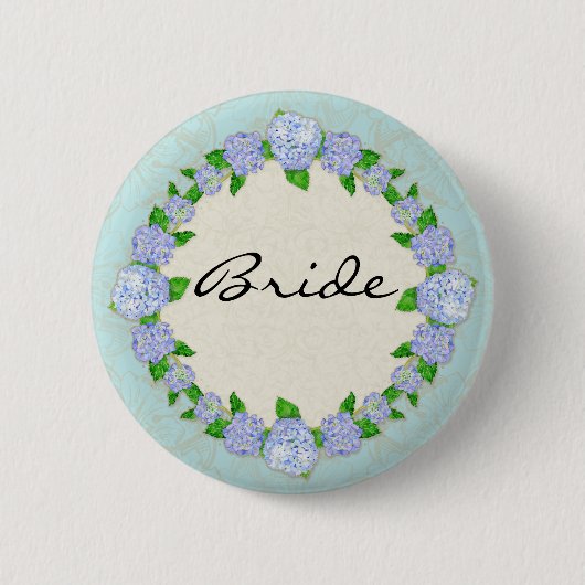 Blue Hydrangea Lace Floral Formal Elegante Hochzei Button (Vorderseite)