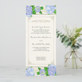 Blue Hydrangea Lace Floral Formal Elegante Hochzei Einladung (Stehend Vorderseite)