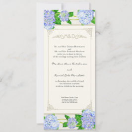 Blue Hydrangea Lace Floral Formal Elegante Hochzei Einladung