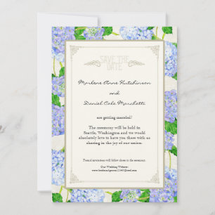 Blue Hydrangea Lace Floral Formal Elegante Hochzei Einladung