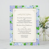 Blue Hydrangea Lace Floral Formal Elegante Hochzei Einladung (Stehend Vorderseite)