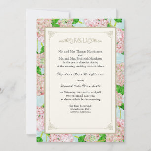 Blue Hydrangea Lace Floral Formal Elegante Hochzei Einladung