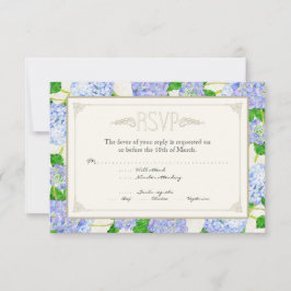 Blue Hydrangea Lace Floral Formal Elegante Hochzei RSVP Karte
