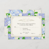 Blue Hydrangea Lace Floral Formal Elegante Hochzei RSVP Karte (Vorne/Hinten)