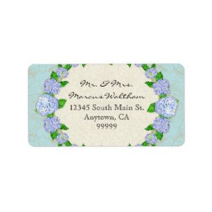 Blue Hydrangea Lace Floral Formal Elegantes Busine Adressaufkleber