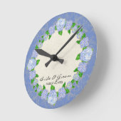 Blue Hydrangea Lace Floral Formal Wedding Geschenk Runde Wanduhr (Winkel)
