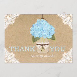 Blue Hydrangea Lace Kraft Moderne Rustikale Vielen Dankeskarte