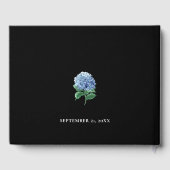 Blue Hydrangea Lantern Black Boho Brautparty Gästebuch (Rückseite)