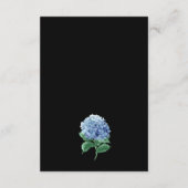 Blue Hydrangea Lantern Black Boho Hochzeitsdetails Begleitkarte (Rückseite)