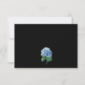 Blue Hydrangea Lantern Black Boho Wedding RSVP Karte (Rückseite)