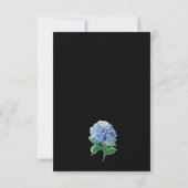 Blue Hydrangea Lantern Black Boho Wedding RSVP Karte (Rückseite)
