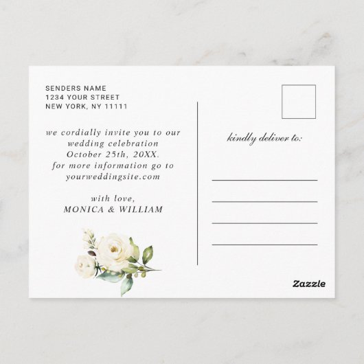 Blue Hydrangea Lantern Black Wedding Save the Date Postkarte (Rückseite)