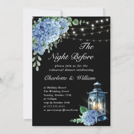 Blue Hydrangea Lantern Boho Black Probe Dinner Einladung