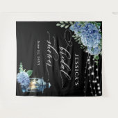 Blue Hydrangea Lantern Boho Brautparty Hintergrund Wandteppich (Vorderseite (Horizontal))