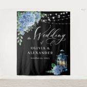 Blue Hydrangea Lantern Boho Foto Hochzeitskugel Wandteppich (Vorderseite)