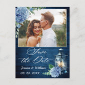 Blue Hydrangea Lantern FOTO Hochzeit Sichern Sie d Postkarte (Vorderseite)