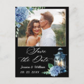 Blue Hydrangea Lantern FOTO Hochzeit speichern das Postkarte (Vorderseite)