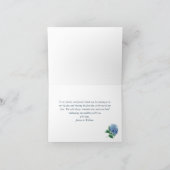 Blue Hydrangea Lantern Navy Wood Wedding Foto Dankeskarte (Innenseite)