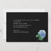 Blue Hydrangea Lantern Schwarzer Hintergrund Hochz Save The Date (Rückseite)